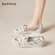 Daphne shallow mouth ballet dance shoes for women flat low heel lightweight commuter breathable sports casual shoes Silver 38