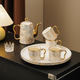 Yanze Light Luxury Wedding Gifts Wedding Gifts for the Couple Tea Set Glass Cup Ceramic Cup Housewarming Gift Swan Stone Pattern Eight-piece Set-Gift Box