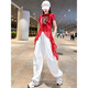
Diligent Jazz Dance Clothing Women's Suit Adult Summer Thin Trail Dance Top Lace Spliced ​​Square Dance Casual Bouquet White Pants 6627 M [80-105Jin[Jin equals 0.5 kg]]