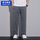 Pantalon décontracté à glace de glace en coton pour garçons Pantalons longs de sports à séchage mince d'été pour hommes 2025 Nouveaux pantalons drapés à jambe droite 6625 Khaki léger M [90-110jin [Jin est égal à 0,5 kg]]]