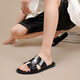 Walker Shop Slippers Men's 2025 Summer Nuevo cuero genuino al aire libre Flops sin deslizamiento sandalias de hombres al aire libre y modernas negras 38 (tamaño de zapato de cuero)