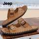 Jeep Jeep Slippers for men in autumn new style breathable soft sole wear casual sandals outdoor non-slip Roman beach shoes men brown [standard sneaker size] 39