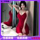 其他/其它类成人性感吊带睡裙露背激情衣服套装制服诱惑火辣睡衣 694酒红色外袍 均码