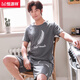 Hengyuanxiang men's pajamas summer cotton short-sleeved shorts youth and middle-aged casual plus size summer thin home clothing set HD9922 [short-sleeved shorts set] L [100-130Jin [Jin equals 0.5 kg]]