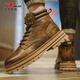 Bull Family Martin Boots Spring y Autumn New Cow Wide British Style Big Head Skin Sain Sain Boots Masmon Retro Boots Boots Men's Ancient Brown [Four Seasons Single Shoes] GN123102994 42 (tamaño deportivo)