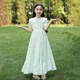 G.DUCK KIDS girls' dress summer 2025 new fashionable children's chiffon floral skirt thin big children's summer cotton skirt 6630 light blue free pearl headband 160 cm