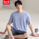 Catman Miiow New Herren Pyjamas Sommer kurzärmelige Shorts Modal Cool Thin Style Plus Size Rund 9712 L [Gewicht 120jin [Jin entspricht 0,5 kg]]]