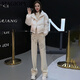 Magiopy International Luxury High-End Brandneue chinesische Stil-Casual-Sportanzug für Frauen im Herbst Neue Langarm Squirt Sweatshirt, Aprikosenfarbe zweiteiliger Set XXL (131-150jin [Jin Equals Equals Equals]))