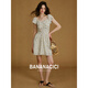 Banana cici 2025 Sommer Neue französische Taillenschleife kurzer Rock kleiner frisch plissierter Blumen-A-Line-Kleid C252ly683 Hellblau M.