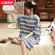 Hengyuanxiang comes with a chest pad bra nightgown for women in summer pure cotton short sleeves plus fat plus size 200 Jin [Jin equals 0.5 kg] Over-knee long loose pregnant women F-6626 3XL - with a chest pad [150-170 Jin [Jin equals 0.5 kg]]