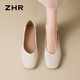 Zhr Chaussures de bateau à talons épais pour les femmes, bouche légère Chaussures de femmes simples pour commuter les chaussures simples pour femmes ah677 beige 37