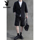
Playboy (PLAYBOY) 2-piece short-sleeved suit for boys 2025 summer new suit jacket with five-point trousers for men dark gray S