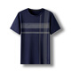 Papá use camiseta de cuello redondo de manga corta de verano para personas de mediana edad y ancianos de seda de seda de seda fría para hombres de mediana edad ropa de verano casual 691 azul marino una talla 165/s (recomendado 110 jin [Jin iguala 0.5 kg] o menos)