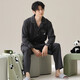 
100% pure cotton men's pajamas spring and autumn lapel long sleeve trousers cotton suit for middle-aged and young people to go out loosely T16802 men's style [long sleeve + trousers] L [120Jin[Jin equals 0.5 kg]]