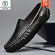 Pecker Beanie Chaussures Men's Summer en cuir en cuir creux Hollow à style britannique British Business Casual Sandal En cuir Soft Sole Driving Lazy Chaussures 9901 (respirant) marron 38 [Taille de chaussure en cuir standard]