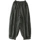 皮尔卡丹（pierre cardin）棉麻裤女格子新款松紧哈伦休闲裤2025夏季宽松显瘦大码九分束脚裤 9901今年流行的轻奢品牌 M 建议80-105斤
