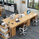 Desk staff station simple modern office desk and chair combination staff double four-person computer desk home desk five drawers and one cabinet | Pastoral oak color 140cm Take a photo of the self-assembly - send drawings and tools