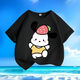 Cute Paccharia Dog Summer New Cartoon Men and Women Medium Large Children Short Sleeve T-shirt Pure Cotton Round Neck Loose and Versatile Children-SL Yellow-KX692 Afraid of Dog 110 [Suggested height 100-110 cm]