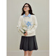 Inman 2025 autumn and winter women's new retro three-dimensional flower embroidered white sweater long-sleeved pullover top white S