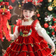 G.duck Little Yellow Duck Christmas Children's Clothing Girls Dress Autumn and Winter Plush Lolita Princess Dress Performance Dress Single Skirt 90 Size 1~2 Years Old 80-90cm