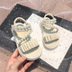 Children's sandals girls 2025 summer new style girls princess sandals medium and large children pearl soft bottom sports beach shoes white 35