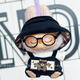 Spot 17cm first-generation second-generation universal rabu doll clothes labubu pendant dolls replacement doll clothes sunglasses bear suit + black frame mirror + black lace shoes First-generation rabubu