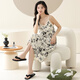 Qin nuan hosender nachthemd für Frauen im sommer dünnen Stil mit Brustpolster integriert antikonvex gewebte Wolken Baumwolle sexy Kleid kann außerhalb der Wolke Baumwoll -Hosenträger Nachthemd - QM6625 M Frauen getragen werden
