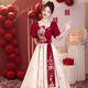 Libaixin Chinese toast suit bride new style 2025 summer engagement wedding dress for women high-end gauze skirt return evening dress burgundy S recommended 80-90Jin [Jin equals 0.5 kg]