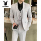 
Playboy (PLAYBOY) men's suit Korean style slim wedding groomsmen's small suit jacket for young casual business formal dress for men black [suit + shirt] tie M