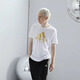 Adidas Men's Breffable Fast Séchage Round Round Fashion Trend Fashion Sports confortables et T-shirt décontracté blanc / or 2xl