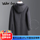 Walker Shop woolen coat men's spring 2025 double-sided woolen coat mid-length hooded windbreaker jacket men's black M /170