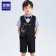 Romon boys dress suit summer suit children's national style new Chinese embroidered vest handsome performance costume black 150
