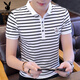 Playboy (Playboy) Summer Business Casual Herren kurzärmelig T-Shirt Revers Pure Cotton Striped Polo Shirt T-Shirt mit mittleren und jungen Menschen große Kleidung We7029 Striped White L.