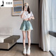 Zhewei [80-200Jin[Jin equals 0.5 kg] Wearable] Dough-edged denim shorts for women A-line wide-leg loose summer thin style student size [6630: Retro Breast-edged pants and legs shorts] 3XL [code Recommended 141Jin[Jin equals 0.5 kg]-160Jin[Jin equals 0.5 kg]]