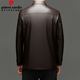 Pierre Cardin leather jacket for men in autumn and winter, middle-aged velvet thickened lapel coat, warm leather jacket, middle-aged and elderly men's top