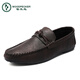 啄木鸟豆豆鞋男2025新款春季男鞋英伦男士休闲皮鞋潮流百搭皮面休闲板鞋 YL-D826棕色 39