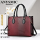 ANYSMIC luxury high-end brand bag women's bag crocodile pattern new simple texture handbag European and American atmospheric large capacity single green