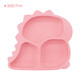 Children's dinosaur plate divided suction cup food grade silicone supplementary food meal plate baby suction cup bowl tableware dark blue [dinosaur plate 167g]
