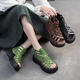 KUXA 2025 summer new style hand-woven fish mouth sandals heightened Rome breathable retro women's shoes dark brown 37