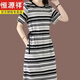 Hengyuanxiang (Hyx) Robe à rayures en coton pure d'été pour femmes T-shirt à manches courtes en vrac et mince.