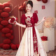 Libaixin Chinese toast suit bride new style 2025 summer engagement wedding dress for women high-end gauze skirt return evening dress burgundy S recommended 80-90Jin [Jin equals 0.5 kg]