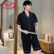 LangSha light luxury high-end pajamas for men in summer thin ice silk short-sleeved teenagers can wear outside for men 2025 new home 12532 [Yunduo Cotton Crepe] L Recommended height 170, weight 100-130