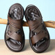 Sandalias de suela suave ultra luz zapatos para hombres, sandalias de playa sin deslizamiento, dual-uso informal fuera del verano de mediana edad transpirable 2025 Nuevo modelo 6187 Negro 38