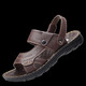 Spechts Sandalen Herren Sommer Neues echtes Leder atmungsaktives Strandschuhe lässig fahren lässige Leder mit mittleren Alters Sandalen Männer schwarzes Geld 9901 38 Normaler Code