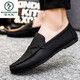 Woodpecker men's beans shoes Korean version of business work casual leather shoes breathable and versatile non-slip one-legged men's shoes 2025 summer D826 black 41 small