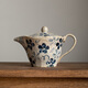 Tonghe Japan imported indigo dyed camellia teapot Japanese retro small fresh ceramic filter teapot afternoon tea tea set indigo dyed camellia teapot with tea filter 330ml