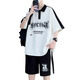 Gegusen summer thin short-sleeved T-shirt boy 12-16-year-old teenagers handsome big children trendy casual suit trend 6629 black (short-sleeved + shorts) 2XL 145-160Jin [Jin equals 0.5 kg]