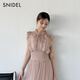 SNIDEL2025秋冬新品优雅荷叶边纯色收腰小飞袖连衣裙SWFO254287 粉米色 L （2）