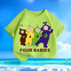 
Antenna Baby Summer New Cartoon Print Men and Women Small and Medium Children Short Sleeve T-shirt Pure Cotton Round Neck Loose Top-SL Red-KX679 Antenna Baby 130 [Suggested height 120-130 cm]
