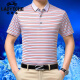 
Classic car high-end authentic mulberry silk short-sleeved T-shirt men's lapel middle-aged and elderly business casual half-sleeved slim striped Polo shirt burgundy 829 stripes S 165/84